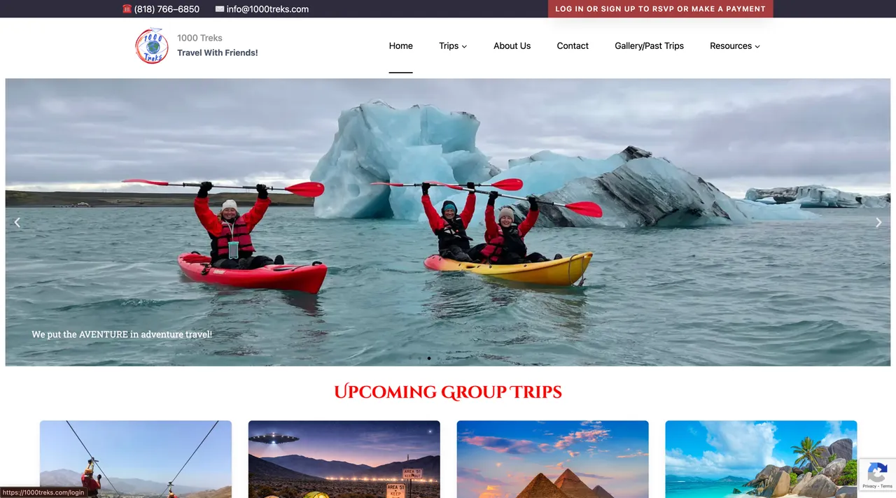 The 1000 Treks website