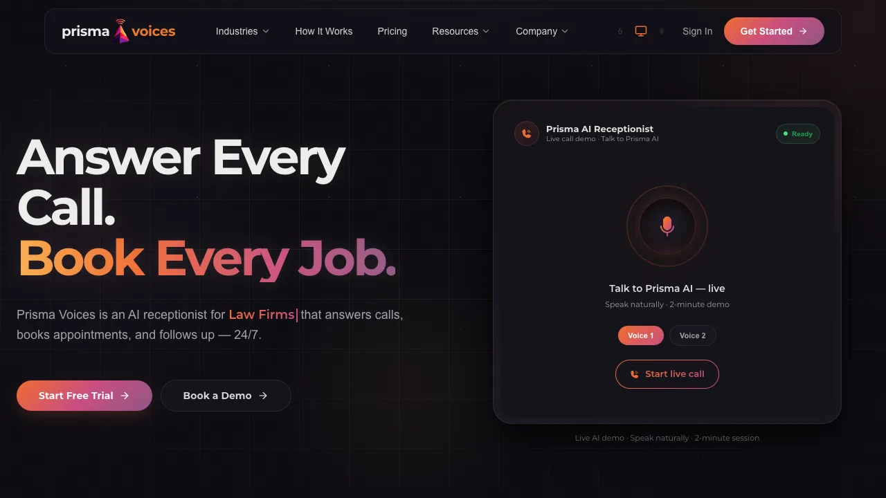 The AI receptionist website